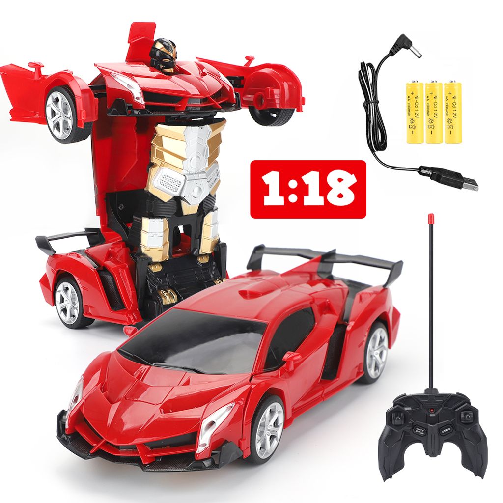 1 18 Roboterauto Elektrisch Fernbedienung Transformator Auto Spielzeug EIN Knopf Wird zum Roboter hohe Energie Stunt RC Car Weihnachten Spielzeug Geschenke für Kinder Kleinkinder Jungen