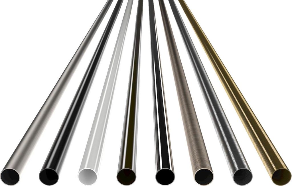 MDEKOR Metallrohr für Gardinenstange, 19 mm, Edelstahl, 180 cm