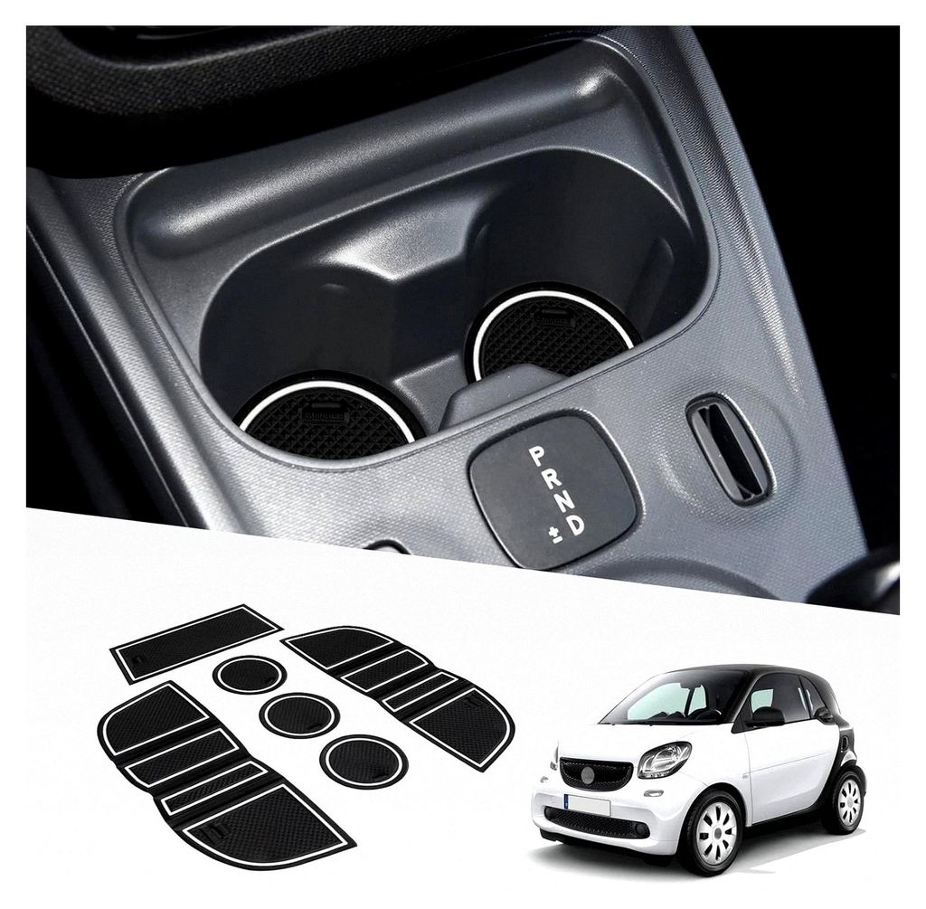 Kompatibel mit Mercedes Benz Smart fortwo C453 2014-2019 und EQ Fortwo 2019-2024 Antirutschmatten für Mittelkonsole, Armlehne, Getränkehalter und...