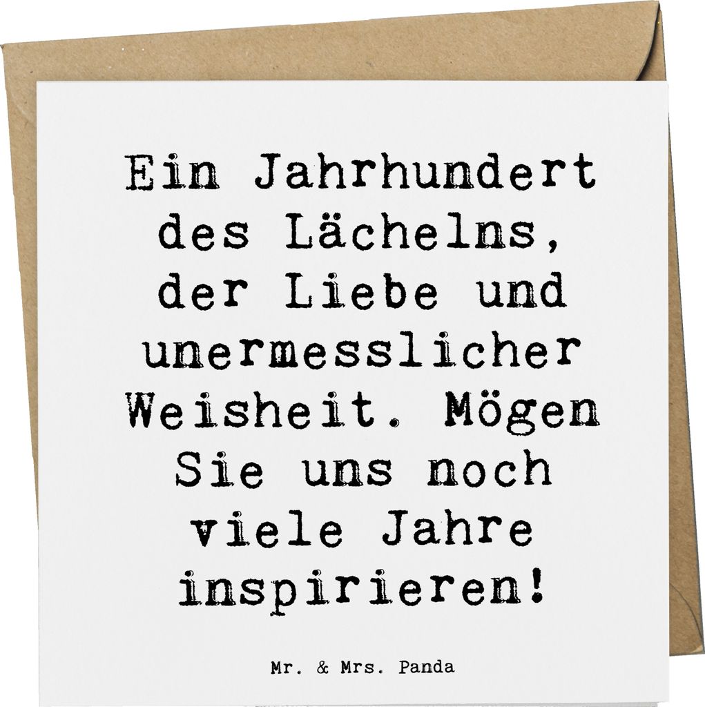 Mr. & Mrs. Panda Klappkarte Spruch 100. Geburtstag Weisheit - Weiß - Geschenk, einzigartig, besondere Geschenke, Alter, Happy Birthday, Grußkarte...