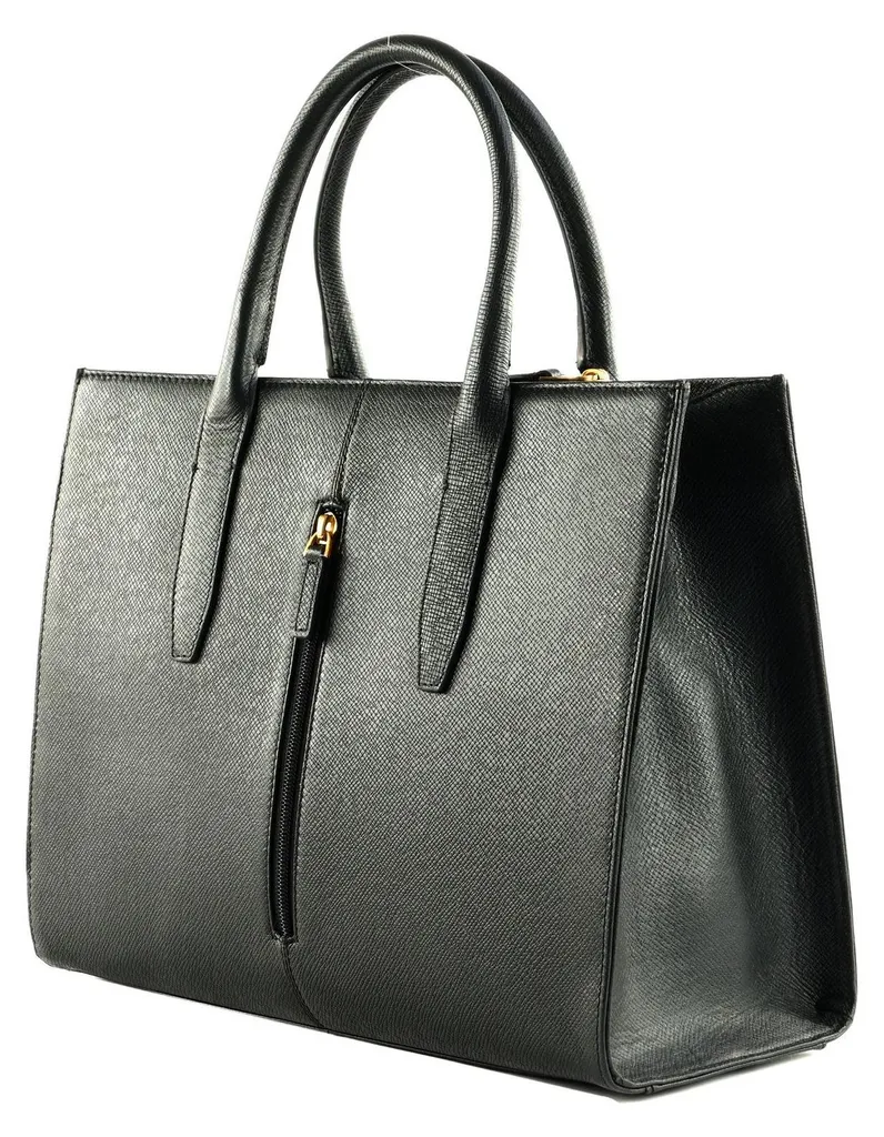 Grand Sac à Main Shopper Chic Way Noir PICARD - Cabas Cuir Véritable