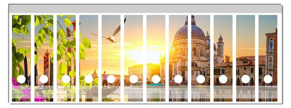 Wallario Ordnerrücken Sticker, selbstklebend für breite Ordner, 12 Stück, Motiv Italienischer Sommerabend