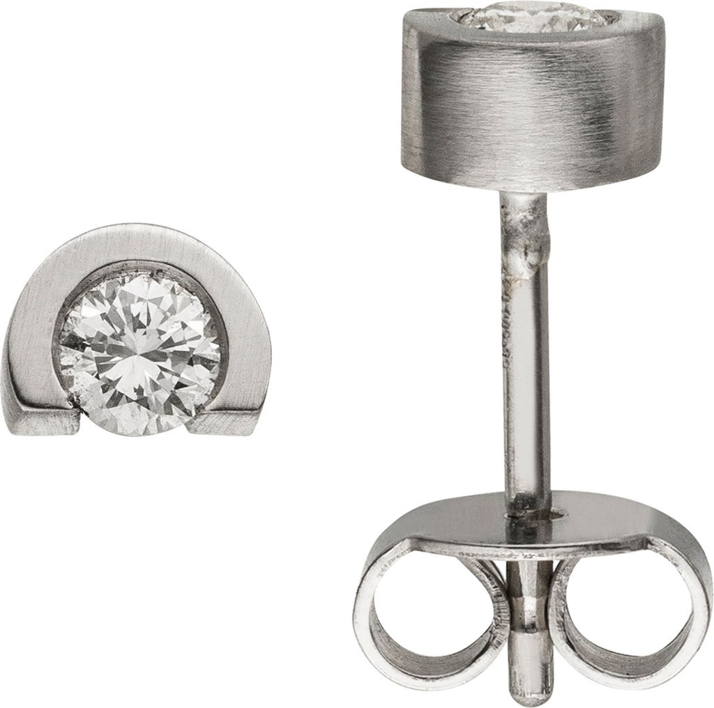 Ohrstecker 950 Platin matt 2 Diamanten Brillanten Ohrringe