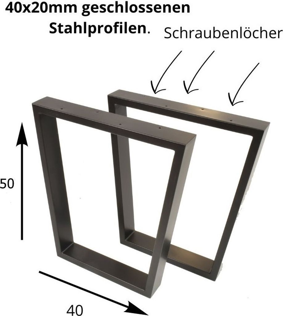 2 X Tischgestell 50x40 cm Handgemachte Beine Tischbeine Produktbild 