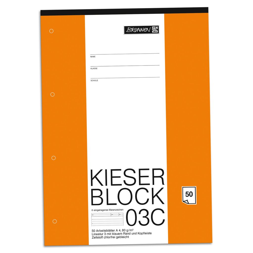 BRUNNEN Kieserblock 03 C Lineatur 3 liniert A4 50 Blatt Produktbild 