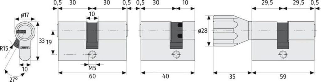 Cilindro profilato ABUS KD6XNP 30/30 con scheda di codifica Immagine del prodotto 