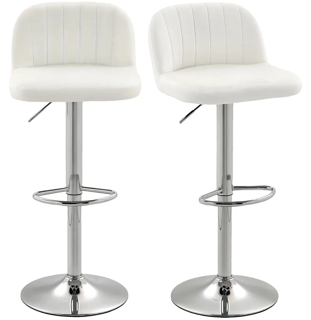 Tabouret de bar pivotant velours crème - Assise ultra confortable soft