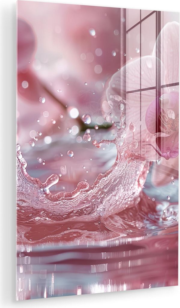 MuchoWow Glasbilder - Bilder auf Wandbild - Foto auf Glas Abstrakt - Modern - Wasser - Orchidee 40x60 cm Wanddekoration aus Glas - Acrylglasbild - ...