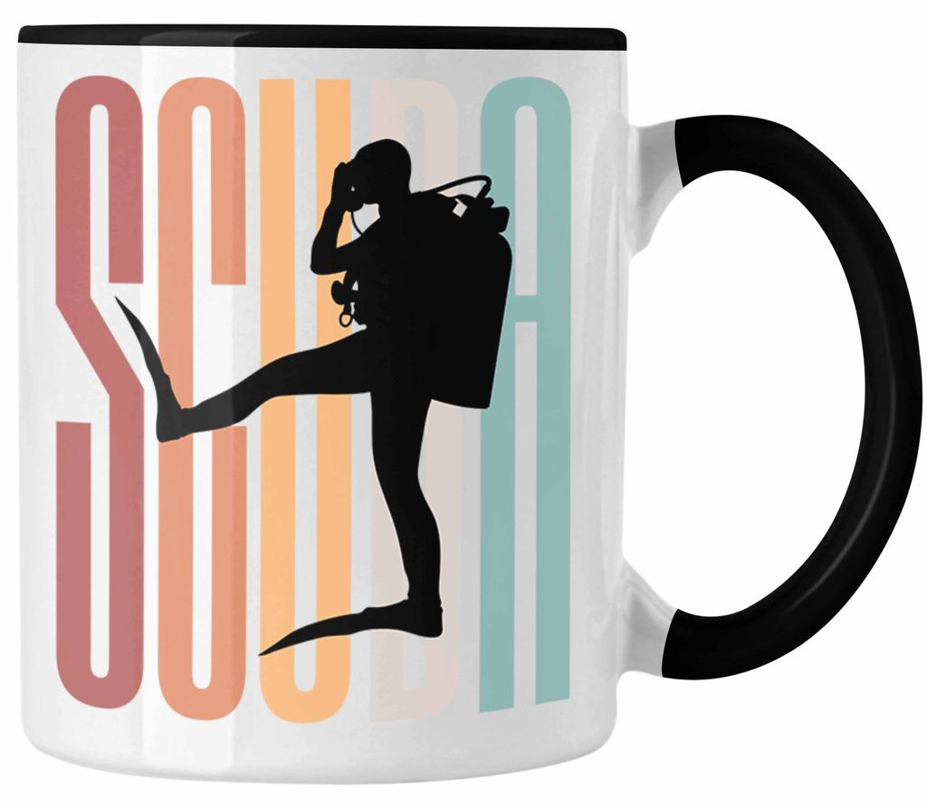 Taucher Tasse Geschenk Scuba Diving Geschenkidee für Taucher Grafik (Schwarz)