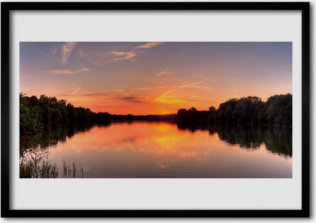 Bild 70x50 MDF-Rahmen Wandkunst Lake Forest Landschaft
