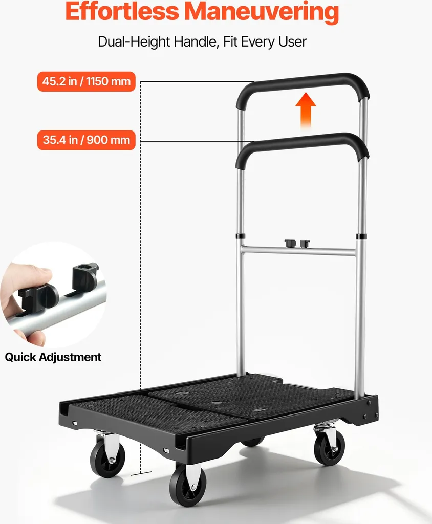 Chariot de Manutention à Main 150 kg avec Surface Antidérapante