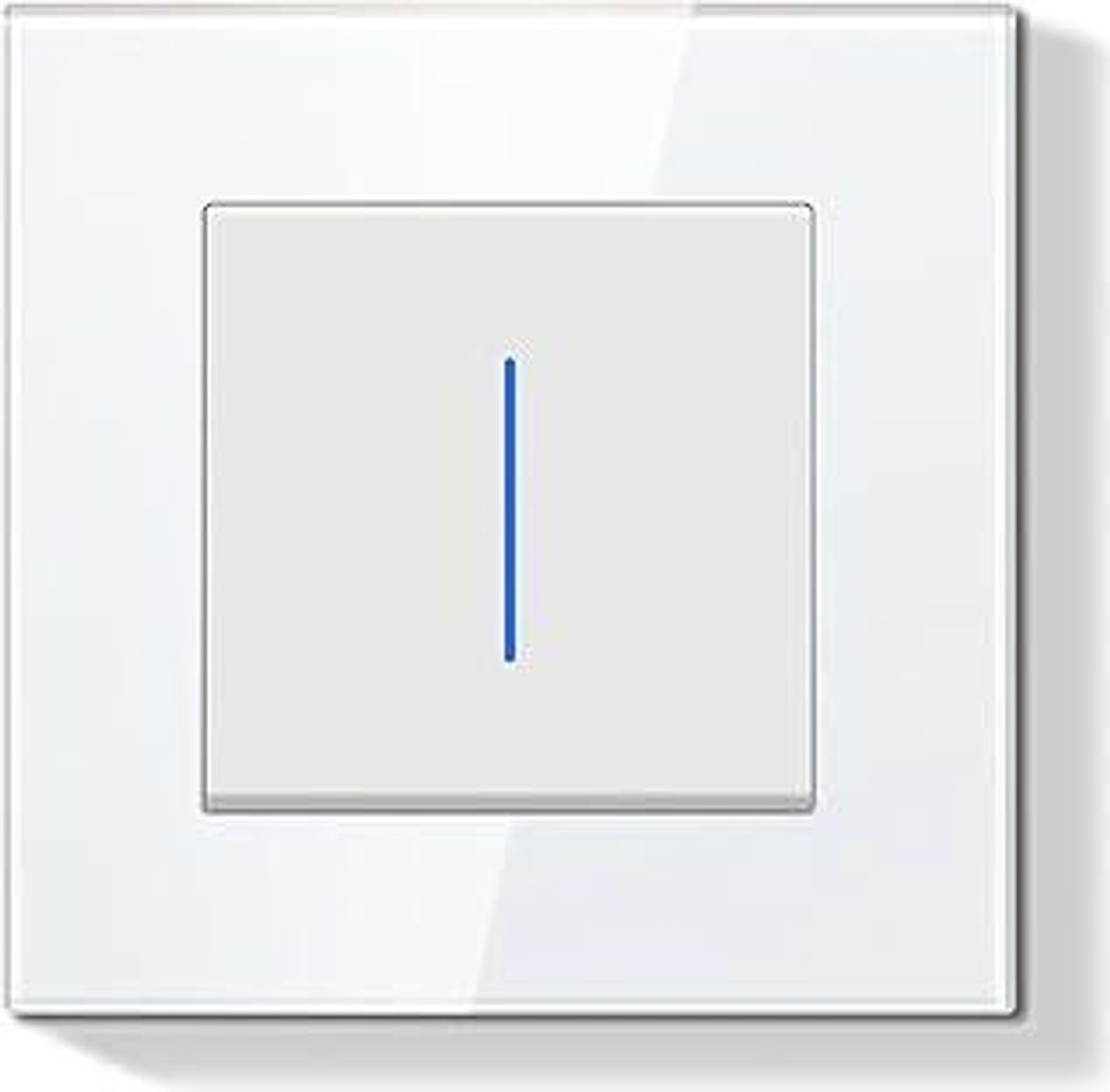 Lichtschalter Unterputz 1-Fach 1-Weg?86 * 86mm Moderner Wandschalter mit Glasrahmen, Einfache Montage?Lichtschalter für Wohnzimmer, Schlafzimmer, ...