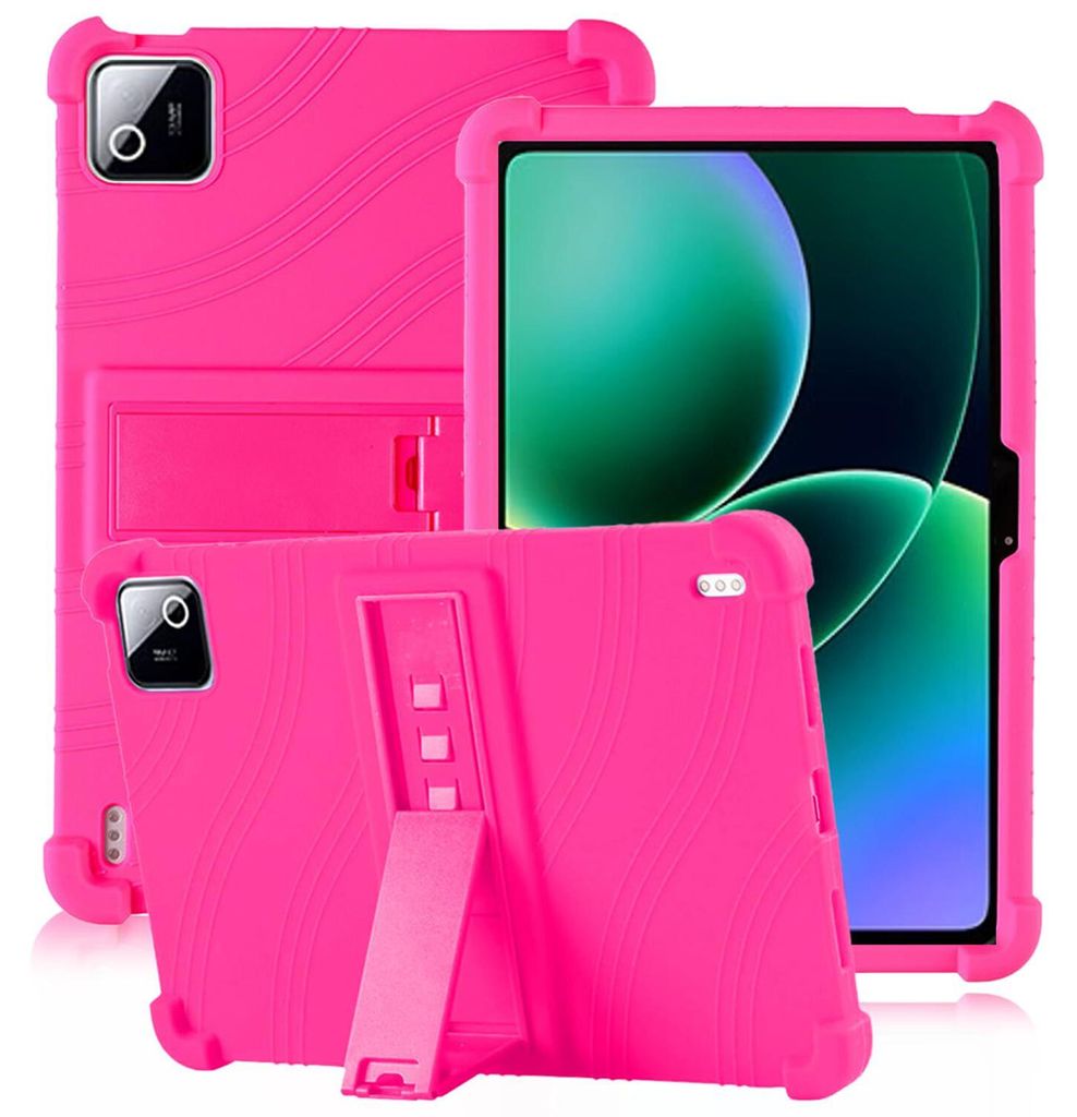 Tablet Hülle für Xiaomi Pad 6/Xiaomi Pad 6 Pro 11", Stoßfeste Weiches Silikon Schutzhülle mit Standfunktion Rosa