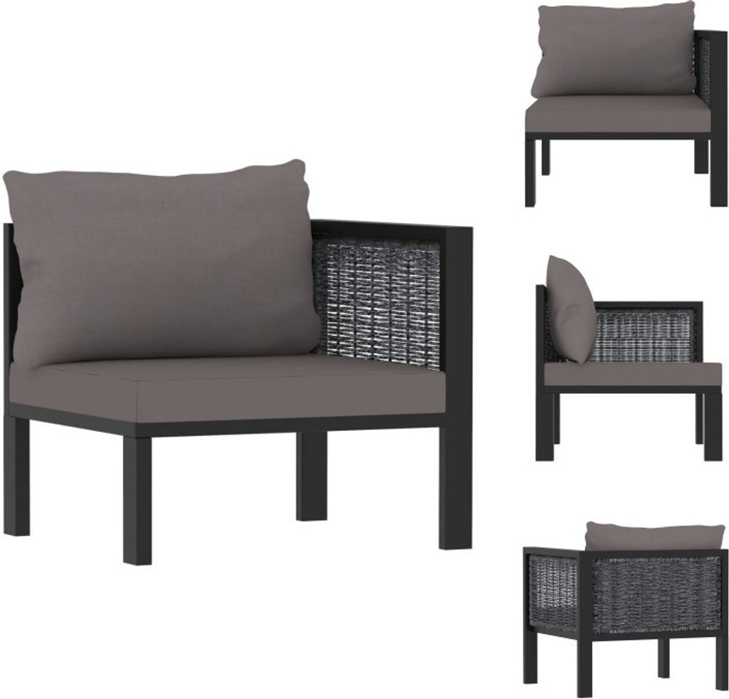 vidaXL Sofa-Eckelement mit Linker Armlehne Poly Rattan Anthrazit - Gartensofaelemente