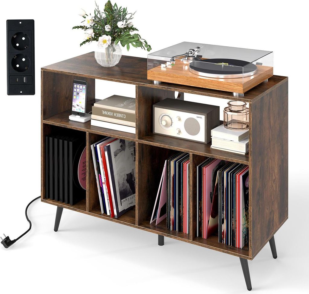 KOMFOTTEU stojak na gramofon z 3 poziomami, stojak na płyty Zdjęcie produktu 