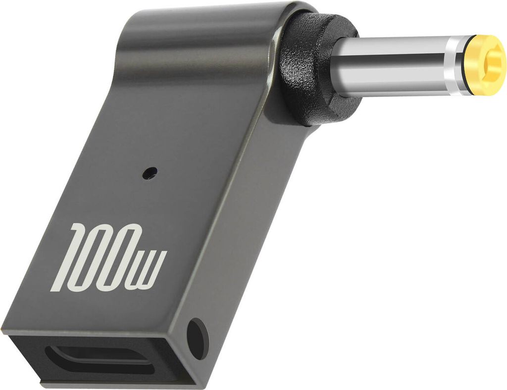 USB-C auf Lenovo 4.0 x 1.7mm 100W Ladeadapter, Gelber Stecker – Grau
