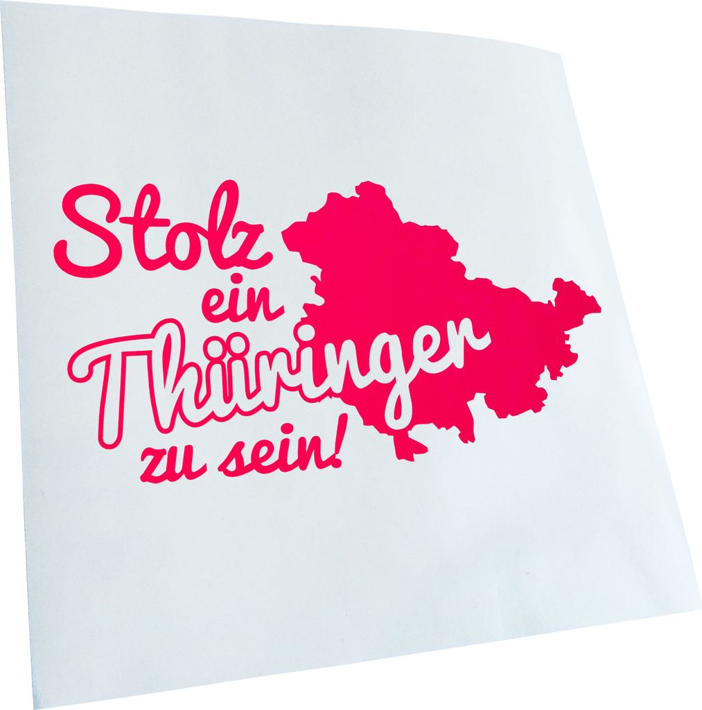 Kiwistar - Autoaufkleber - Thüringen Thüringer Stolz - Neonpink - 50x25cm - Aufkleber für Auto, Laptop, Fahrrad, LKW, Motorrad Mehrfarbig JDM De...