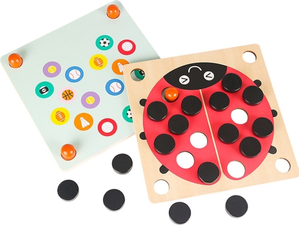 Wooden Beetle Memory Chess Eltern-Child Interactive Brain Puzzle Spiel(Red)