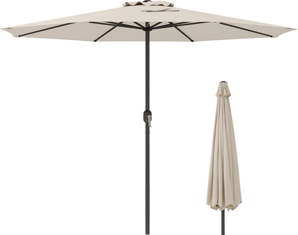 KOMFOTTEU φ260/360 cm Sonnenschirm mit Kurbel, Terrassenschirm mit belüftetem Schirmdach, Gartenschirm mit 8 Streben, Marktschirm für Strand, Ga...