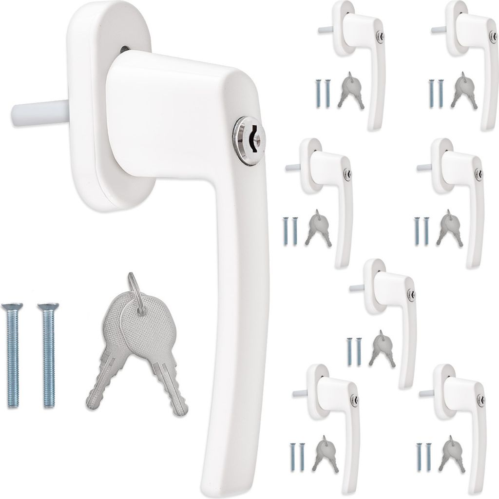 kwmobile Fenstergriffe abschliessbar - 8x Aluminium Fenstergriff - Kindersicherung Fenstersicherung - Stiftlänge 35mm - Fensterschloss Balkontür