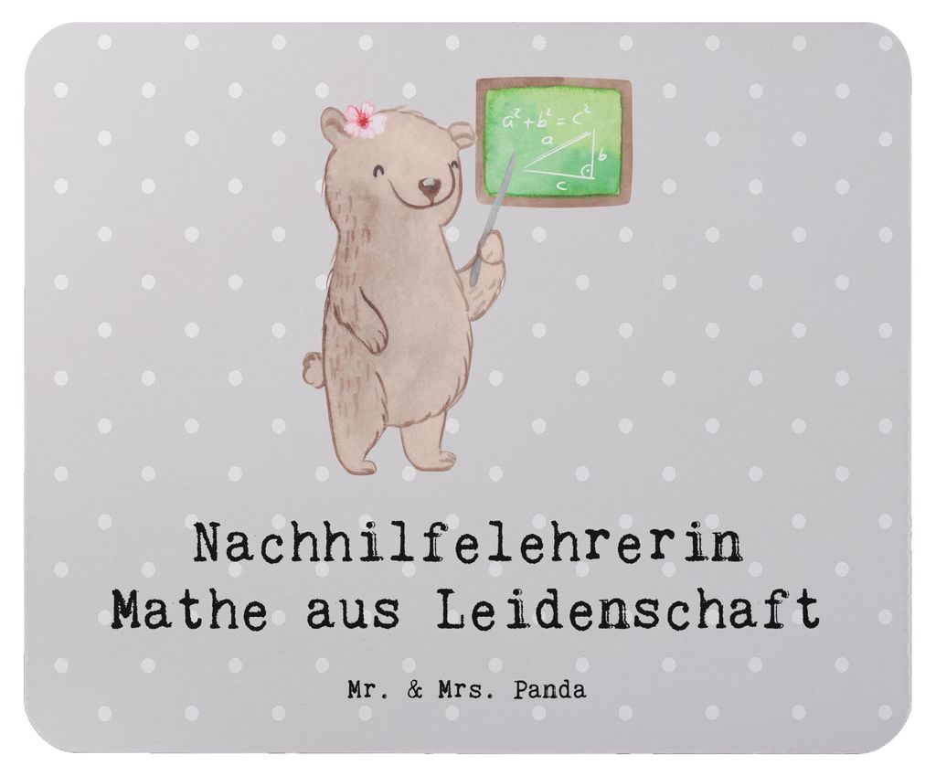 Mr. & Mrs. Panda Mauspad Nachhilfelehrerin Mathe Leidenschaft - Grau Pastell - Geschenk, Lustig, Spruch, Mouse Pad, laptop, Mousepad, mausteppich, ...