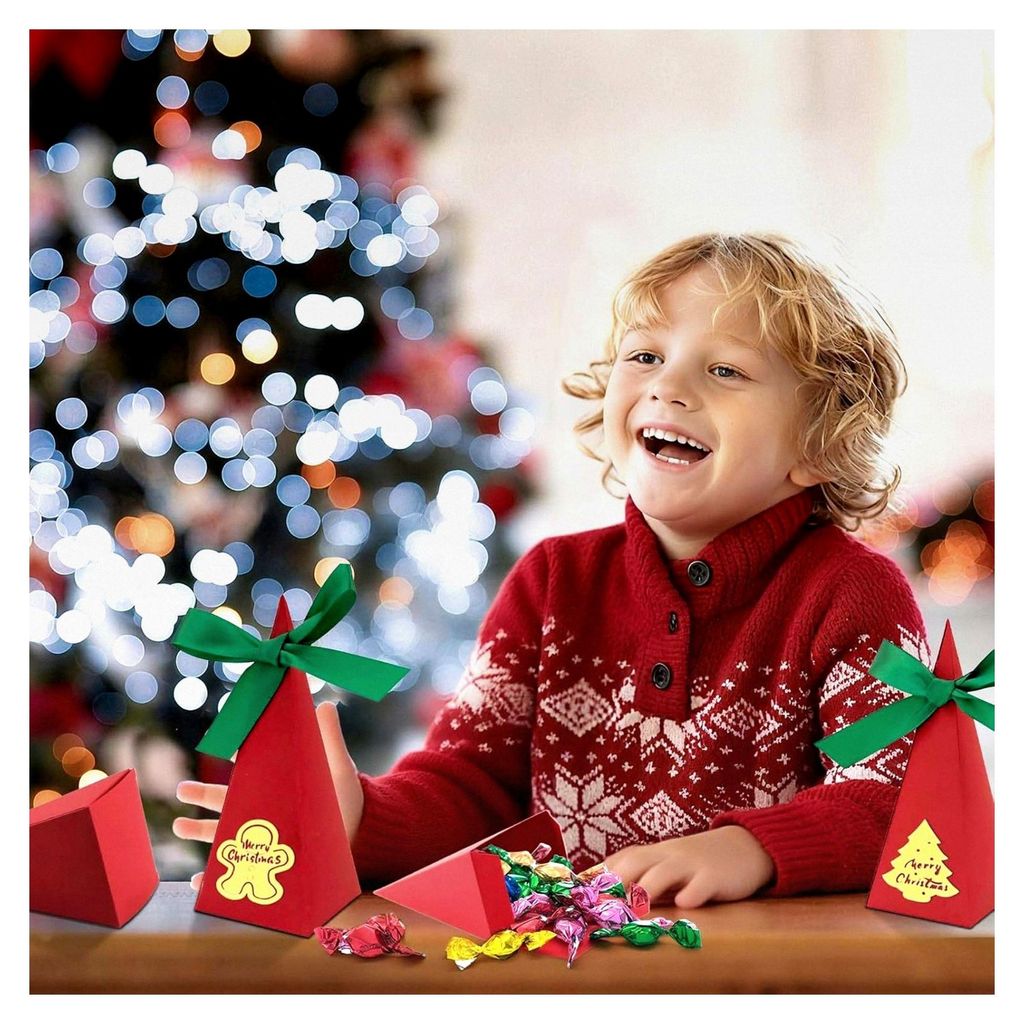 Geschenkboxen Weihnachten 24 Stück, Cupcake Box Weihnachten, Cupcake Geschenkbox (24, Rotgold, S)