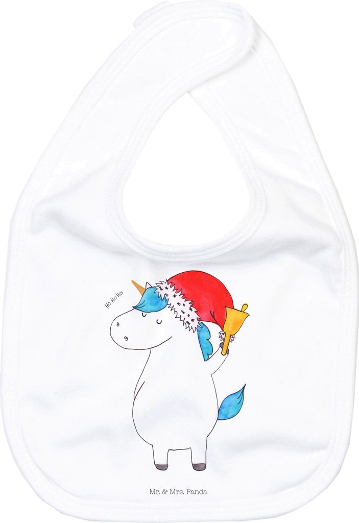 Mr. & Mrs. Panda Lätzchen Einhorn Weihnachtsmann - Weiß - Geschenk, Unicorn, Für Babys, Nikolaus, Kinderlätzchen, Weihnachten, Baumwoll-Lätzch...