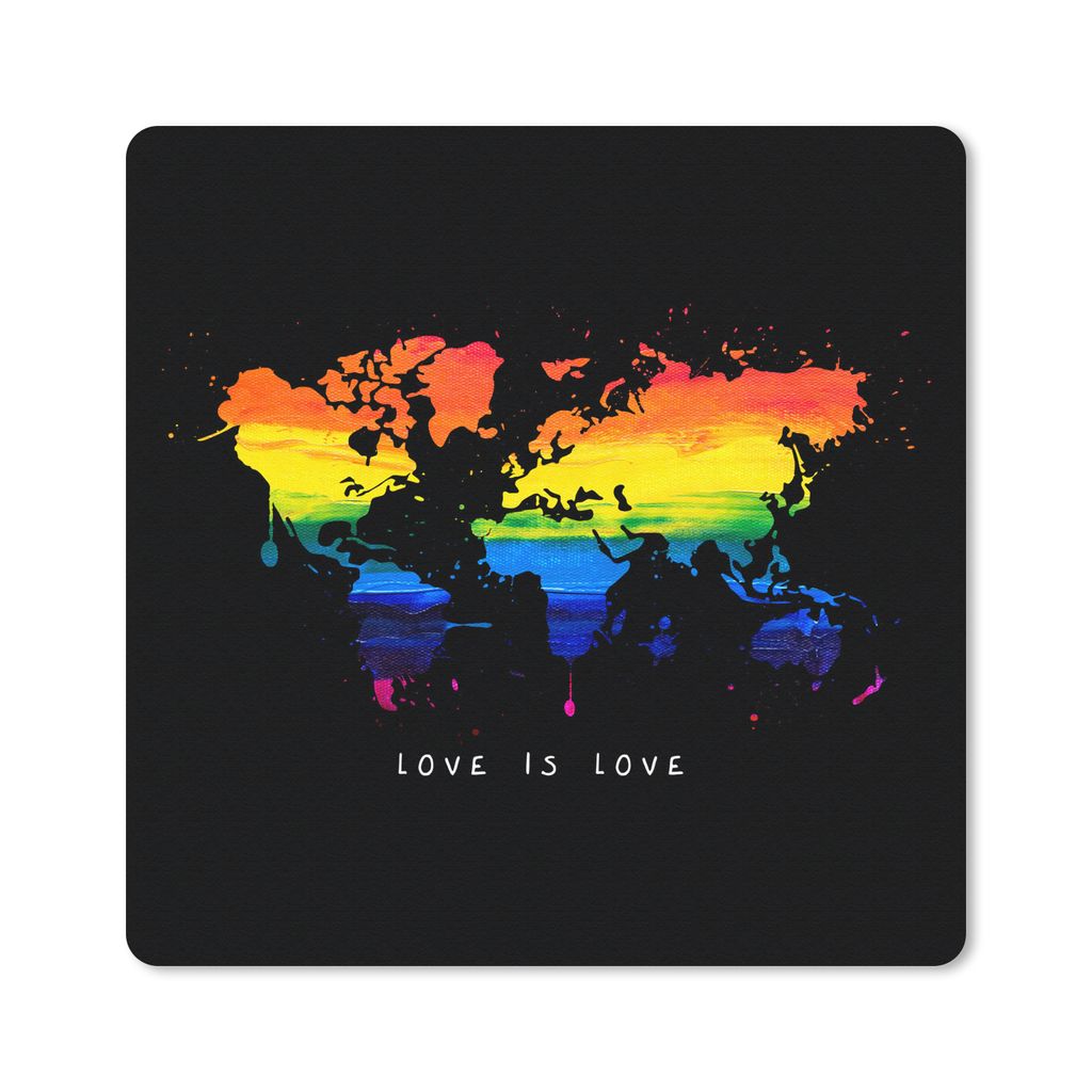 MuchoWow Mauspad Mousepad Weltkarte - Stolz - Liebe 20x20 cm - Mousepads - Maus Mat - Pad - Mausunterlage - Desk Mat - Bureauartikeln