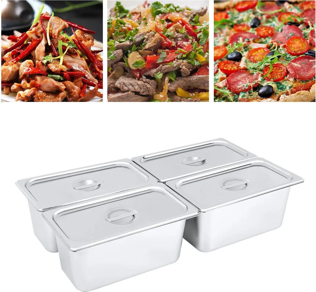 Casserole à Vapeur GN en Inox 5L - Récipient Professionnel Empilable x4