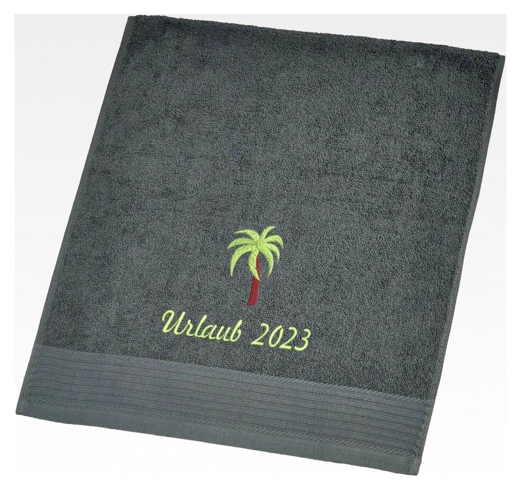 Duschhandtuch mit Namen und Motiv - 70x140 cm - anthrazit - weiches Duschtuch personalisiert - Geschenk