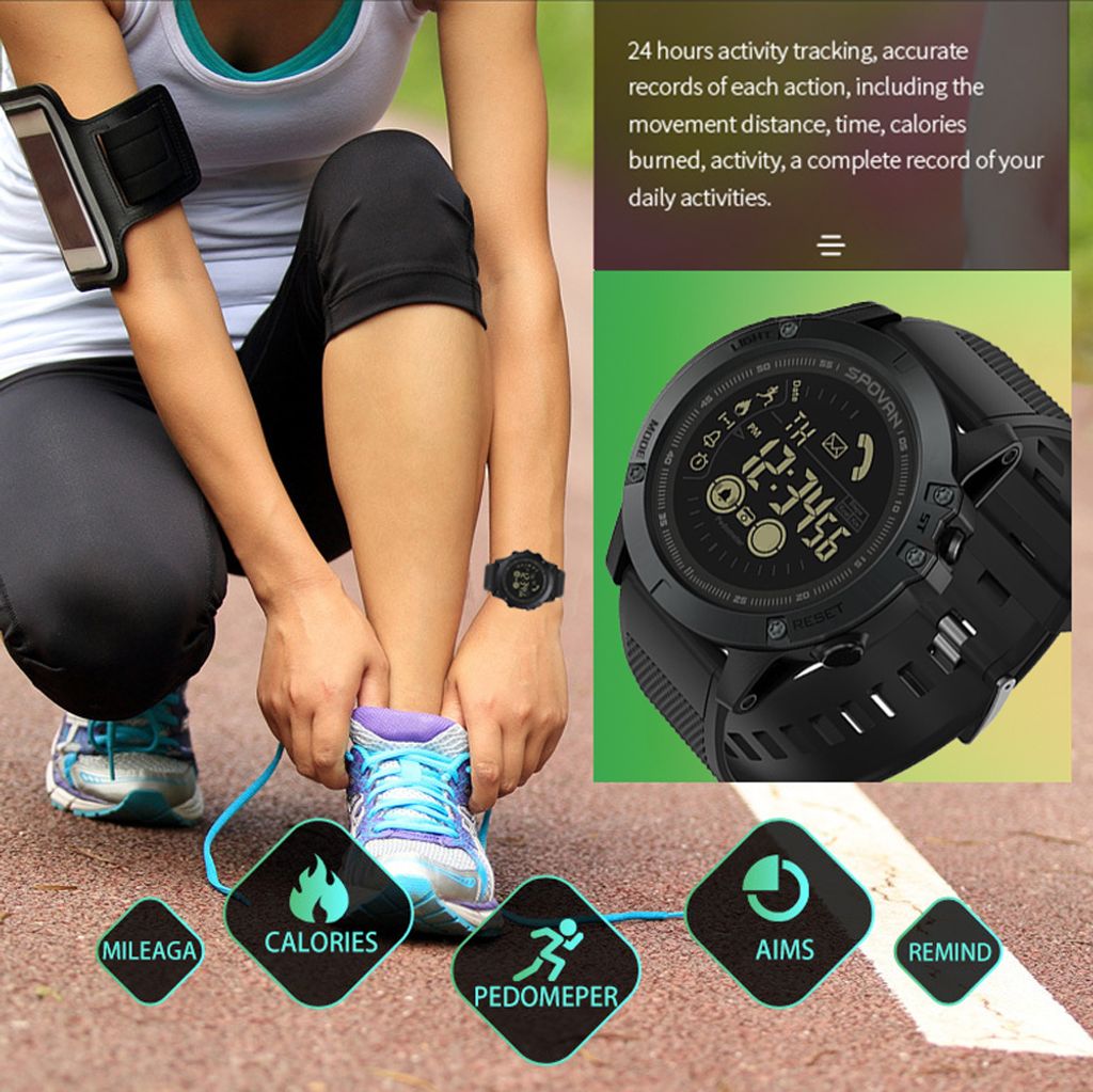 Outdoor Digital Smart Sportuhr fš¹r M?nner mit Pedometer Armbanduhr fš¹r iOS und Android 50M wasserdicht