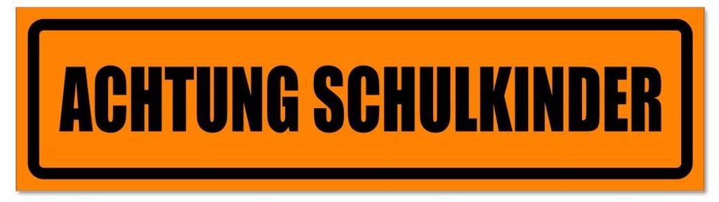 Kiwistar - Autoaufkleber - Orange - Schwarz - 45 x 12 cm - Achtung Schulkinder invertiert - Hinweis Aufkleber Sticker für Auto, Kfz, Fahrrad, PKW,...
