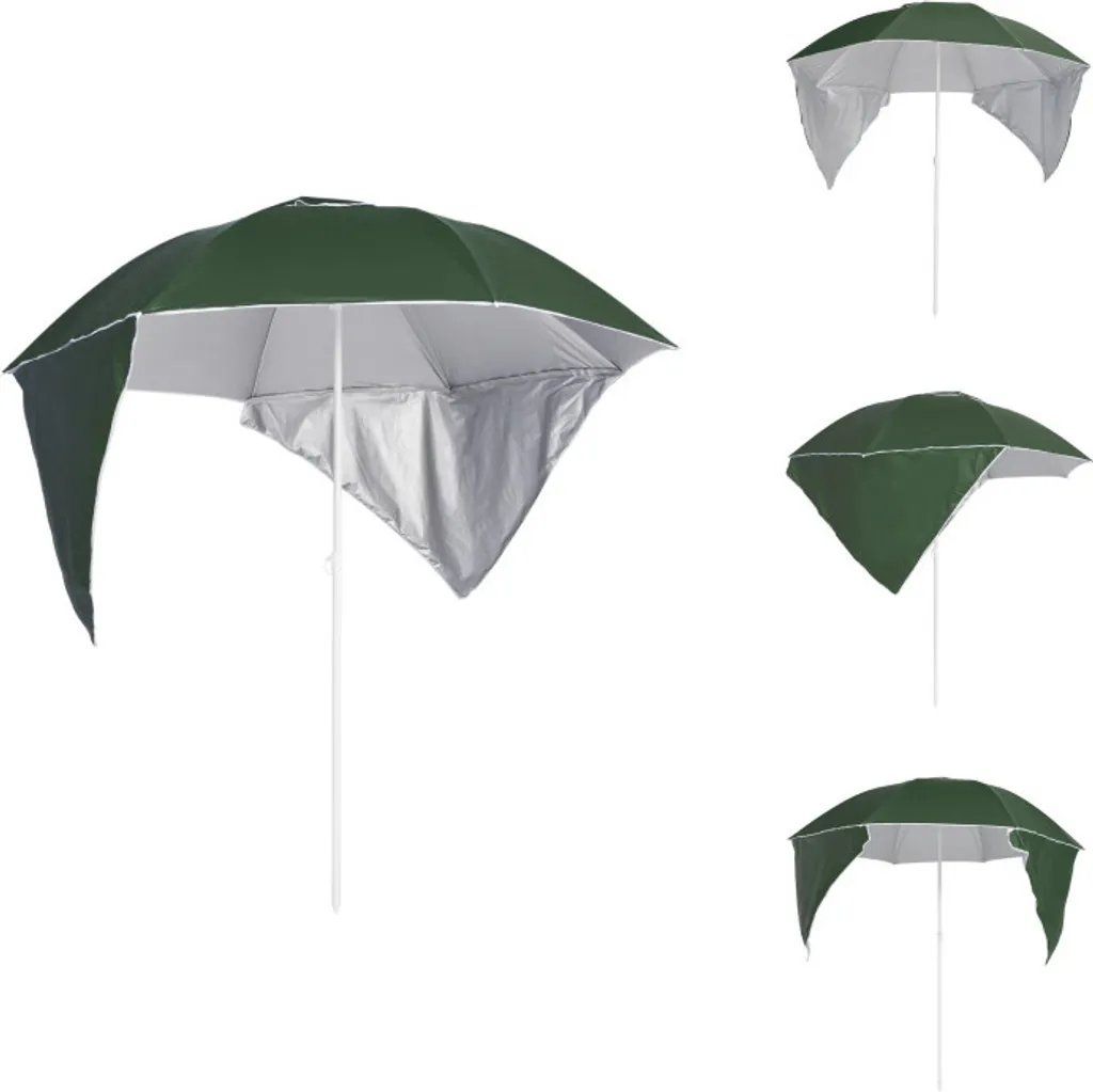 Ombrellone 215 cm vidaXL con Teli Laterali e Protezione UV Verde