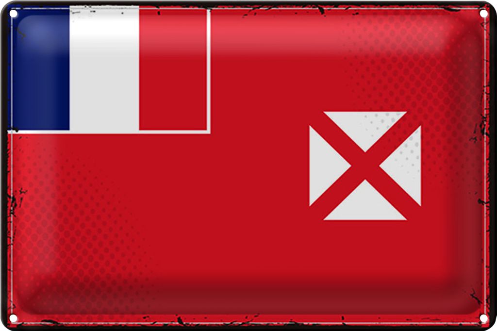 Blechschild Flagge Wallis und Futuna 18x12cm Retro Wallis
