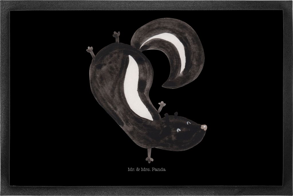 Mr. & Mrs. Panda fußmatte Stinktier Handstand 50 x 75 cm - Schwarz - Geschenk, Outdoor-Matte, Spielplatz, Skunk, flurmatte, Wildtier, Raubtier, St...