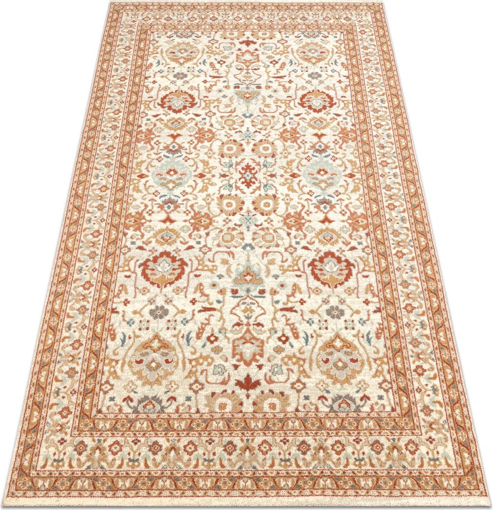 Wollteppich SOHO 477.26.LA100 OSTA Ornament, Rahmen natur beige / terrakotta beige 80x160 cm