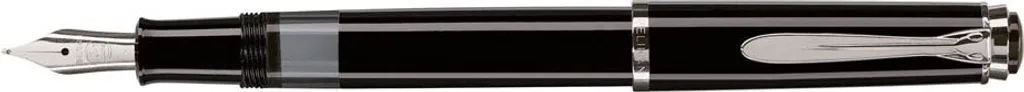 Pelikan M205 Stylo plume noir plume B avec finitions chromées et coffret