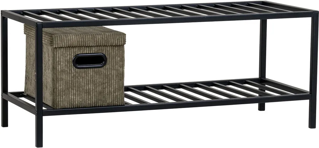 Étagère à chaussures Vita noire à 2 niveaux - Rangement bois et métal
