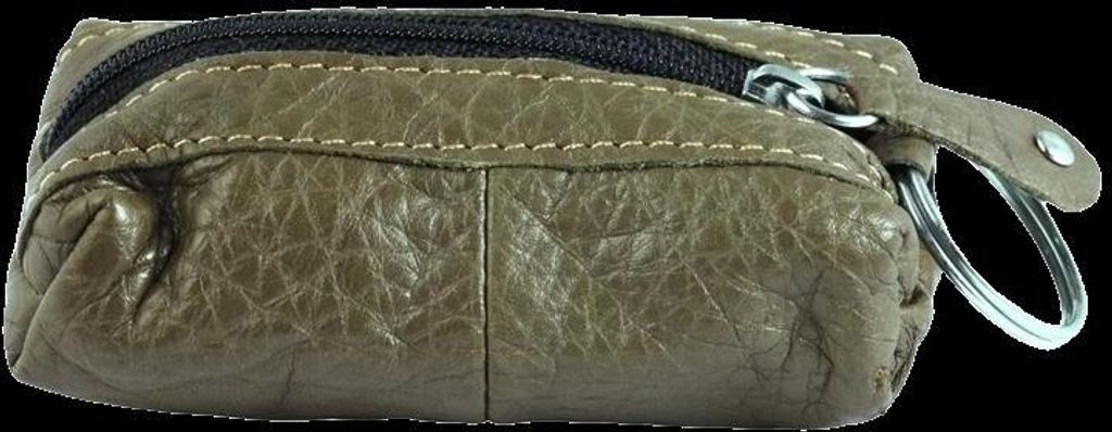 Schlüsselbeutel Leder 10 x 7 cm olivgrün 1 Fach Reißverschluss
