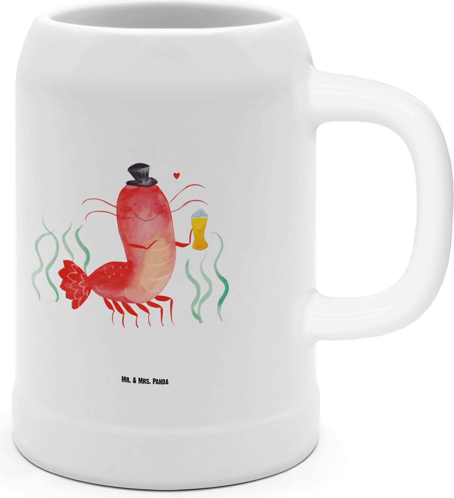 Mr. & Mrs. Panda Krug Hummer Weizen - Weiß - Geschenk, Kneipe, Bier, Seidel, Garnelen, Wirtschaft, Kochen, Gasthaus, Tonkrug, Steinkrug, Meer, Humpen