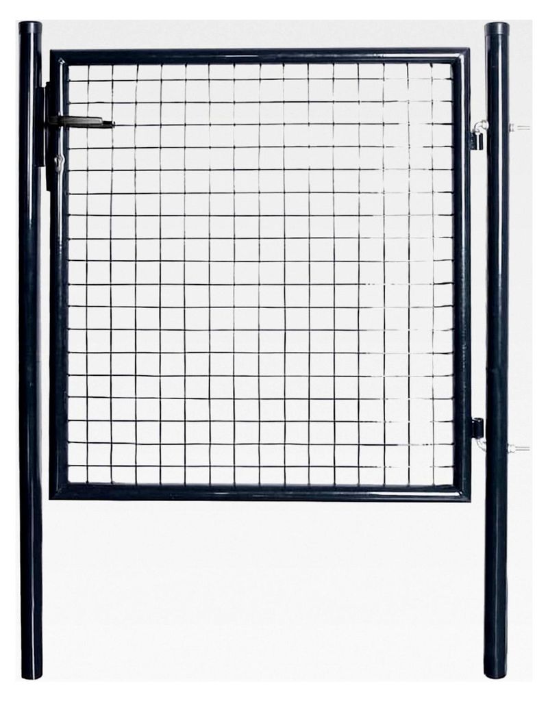 Maschen-Gartentor aus verzinktem Stahl 100 x 100 cm Grau, Gartentür für Gartenzaun, Hoftor, Einfahrt, Grundstückssicherung