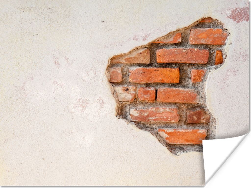 MuchoWow Poster Gips - Ziegel - Wand - braun 120x90 cm - Wandbild