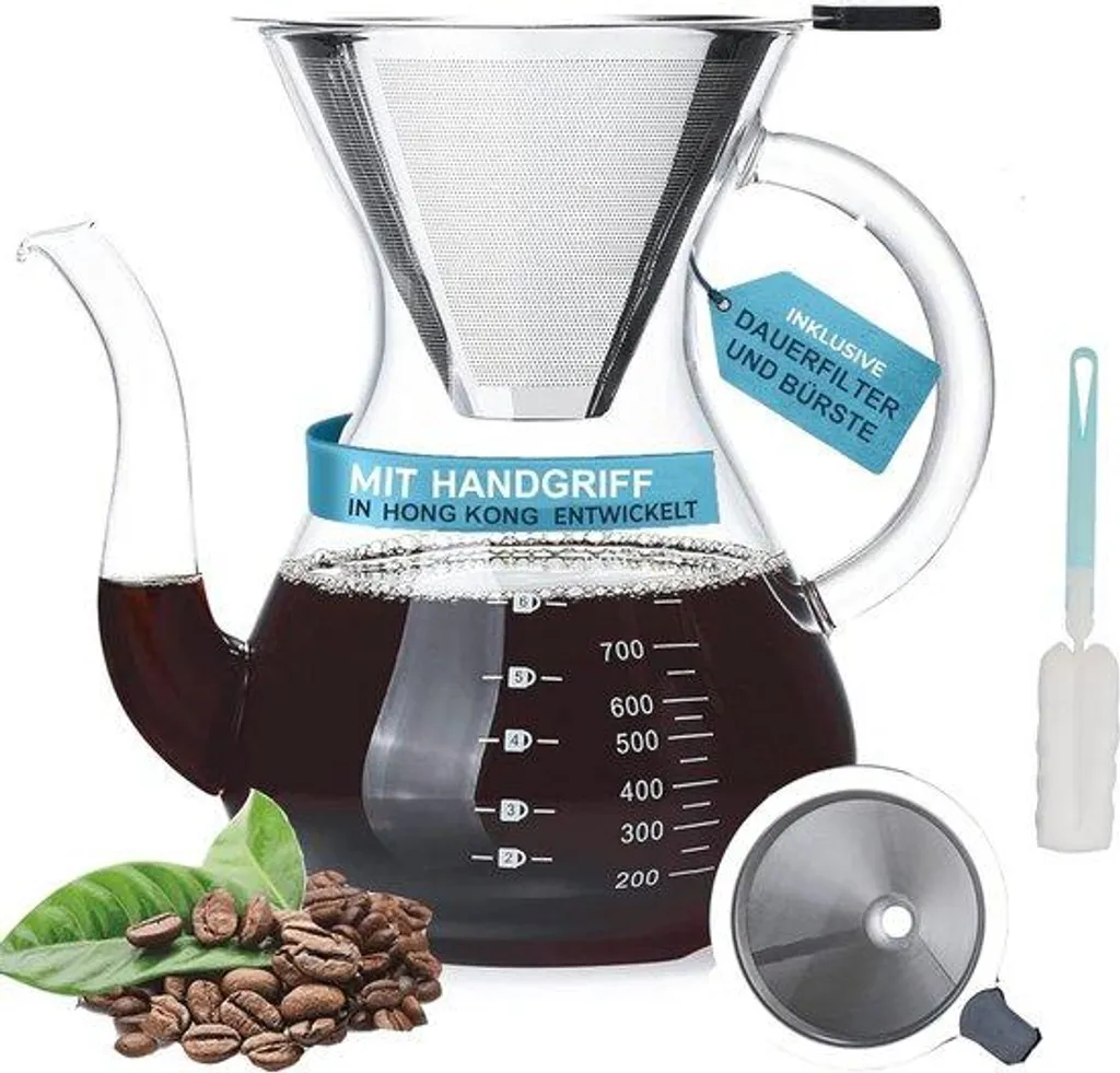 Cafetière verre borosilicaté 800 ml - Filtre permanent zéro déchet