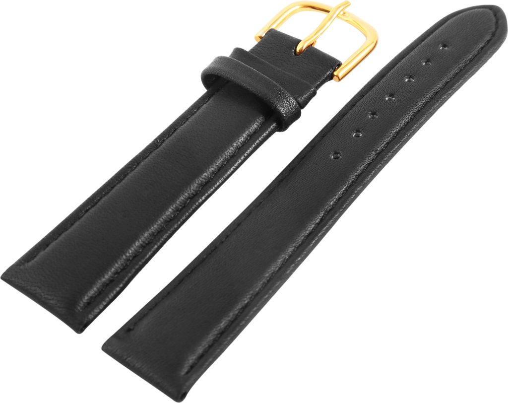 Echt Lederband 813210100012 in schwarz mit 12 mm Stegbreite Dornschließe