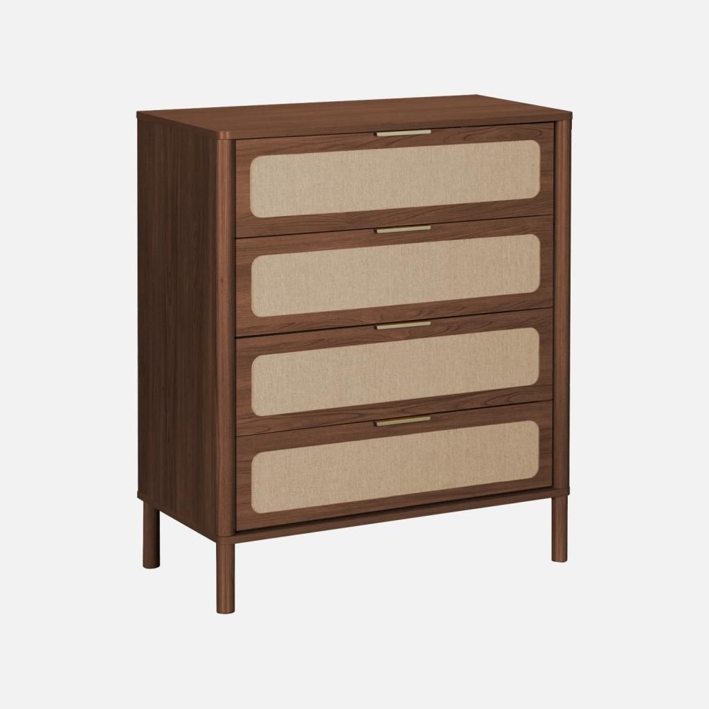 sweeek - Vintage Kommode mit Holzdekor und Flechtwerk, 4 Produktbild 