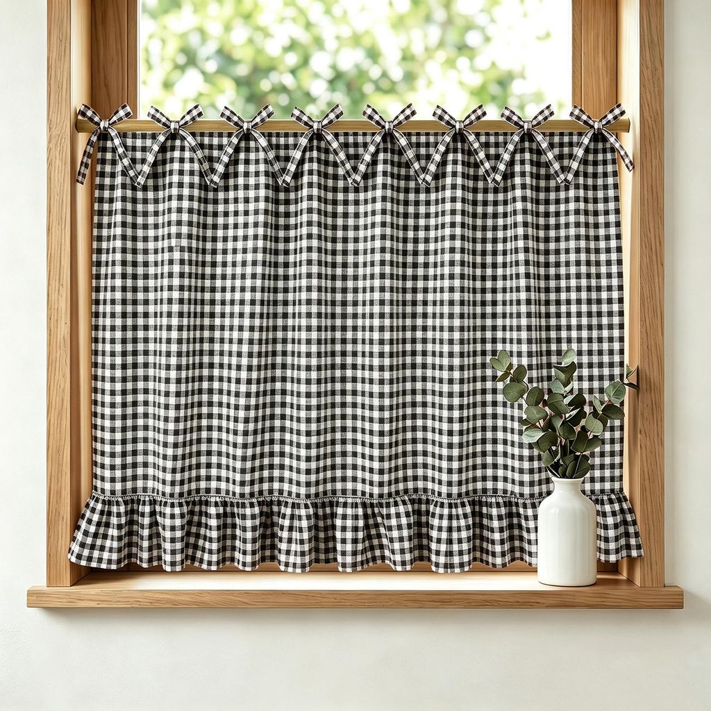 Záclonka Buffalo Plaid ve venkovském stylu s volánky, Obrázek produktu 