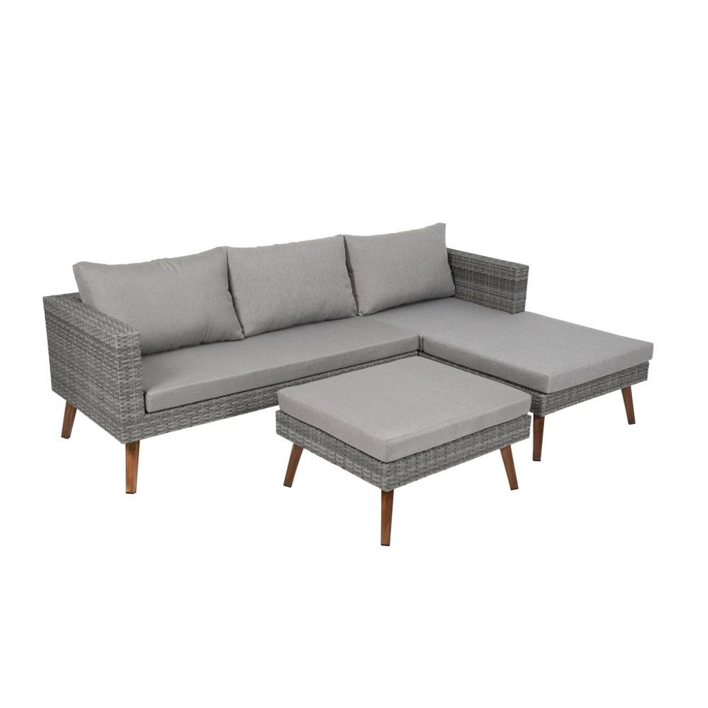Greemotion Lounge Set Gomera 3-tlg., inkl. Kissen, aus Aluminium/Kunststoffgeflecht verstellbare Kopfstütze, max. Belastbarkeit 110 kg, in grau