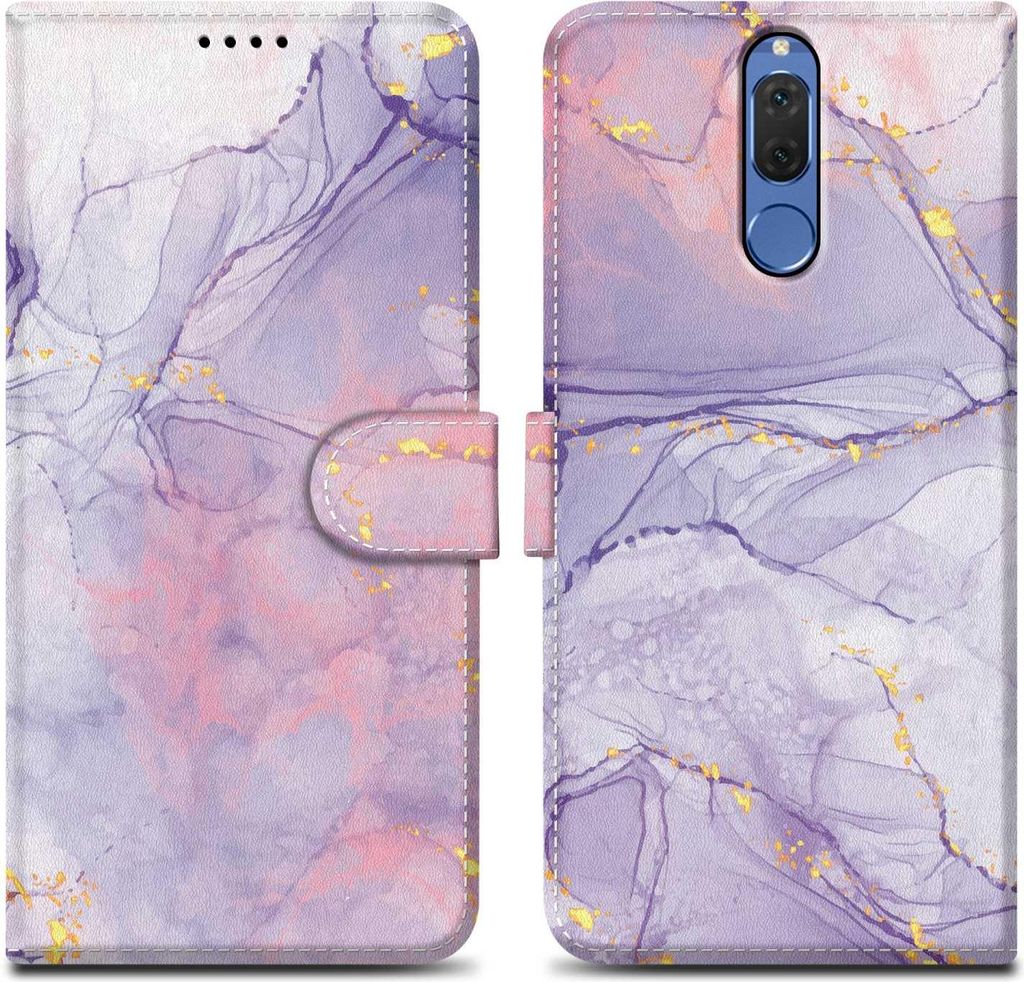 Cadorabo Schutzhülle für Huawei MATE 10 LITE Hülle Design Lila Handyhülle Schutzhülle Etui Magnetisch Case Cover