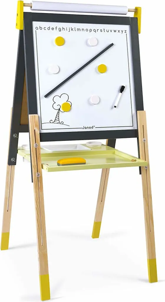 Tableau Double Face Réglable Janod - Ardoise et Magnétique Gris Jaune - 7