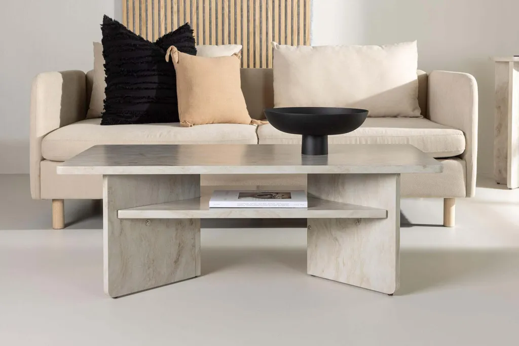 Table Basse Beige Alesund 60x120 cm - Finition Mate et Structure Solide - 4